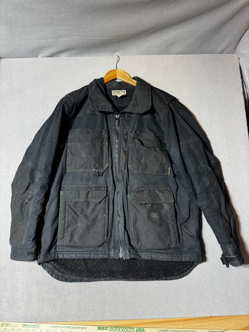 Duluth Trading Co Black Firehose Fleece Lined Men's Utility Jacket - Size L